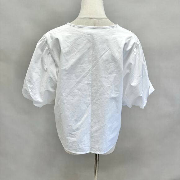 Abercrombie & Fitch Short-Sleeve Tie-Front Top Solid White Size Medium NWT - Picture 7 of 12